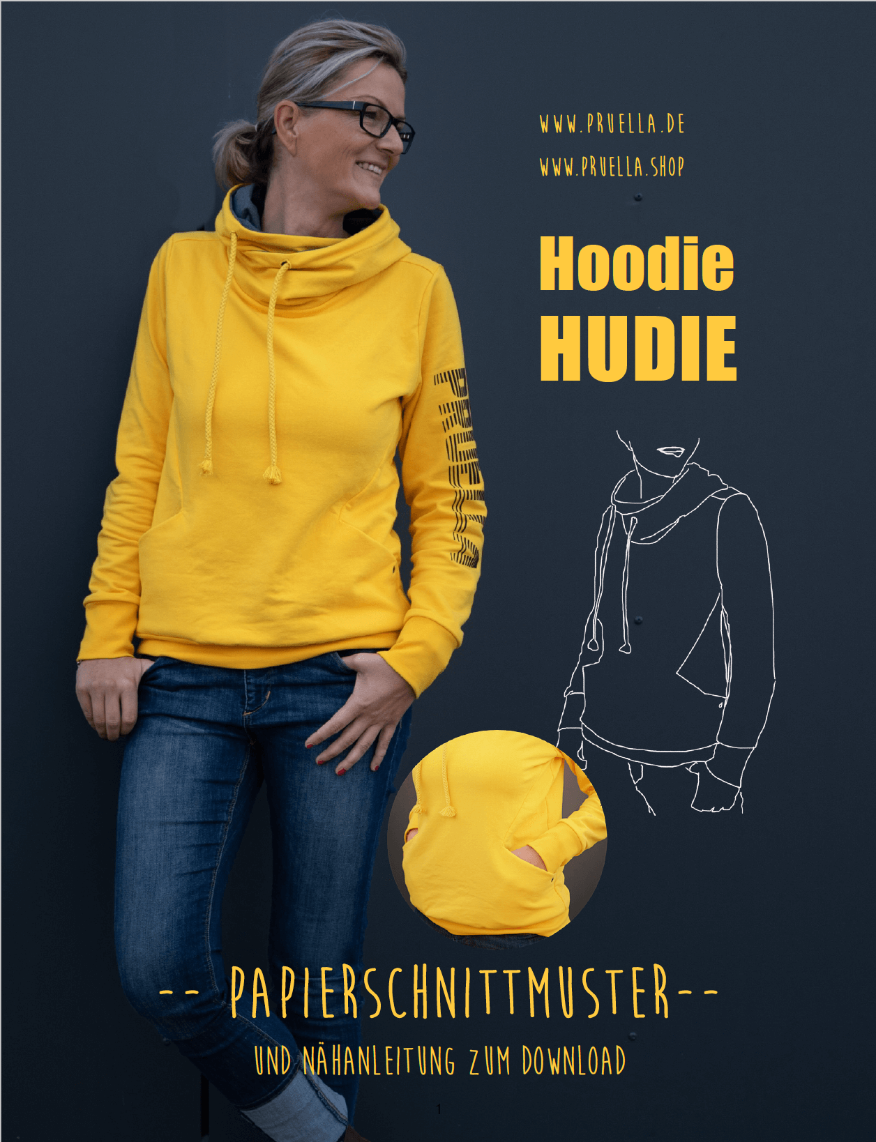 schnittmuster titelseite hoodie hudie prülla naehzimmer mit herz onlineshop
