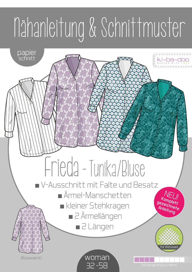 schnittmuster bluse frieda damen kibadoo naehzimmer mit herz onlineshop