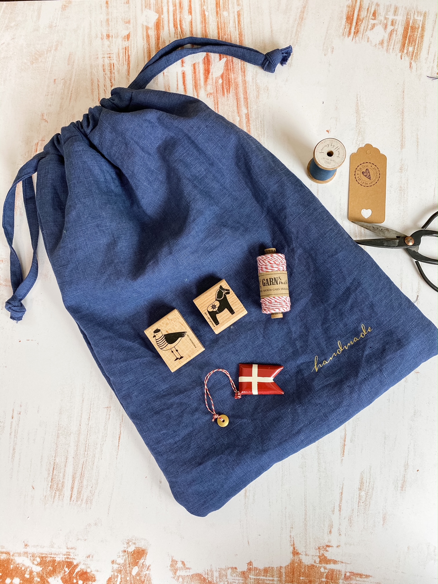 materialset Leinenbeutel naehzimmer mit Herz onlineshop
