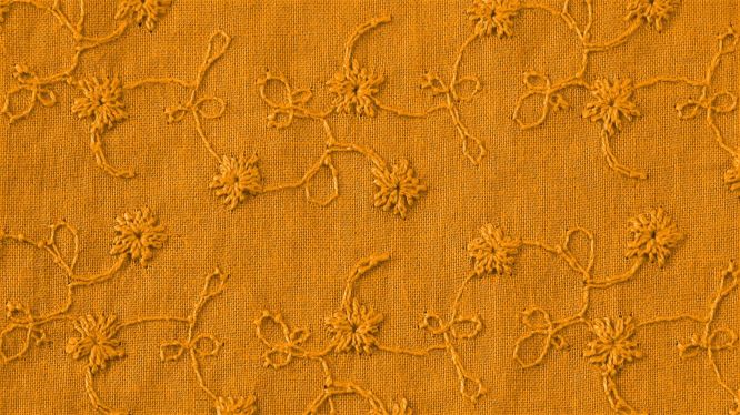 stoff baumwolle brodery flower maisgelb naehzimmer mit herz onlineshop