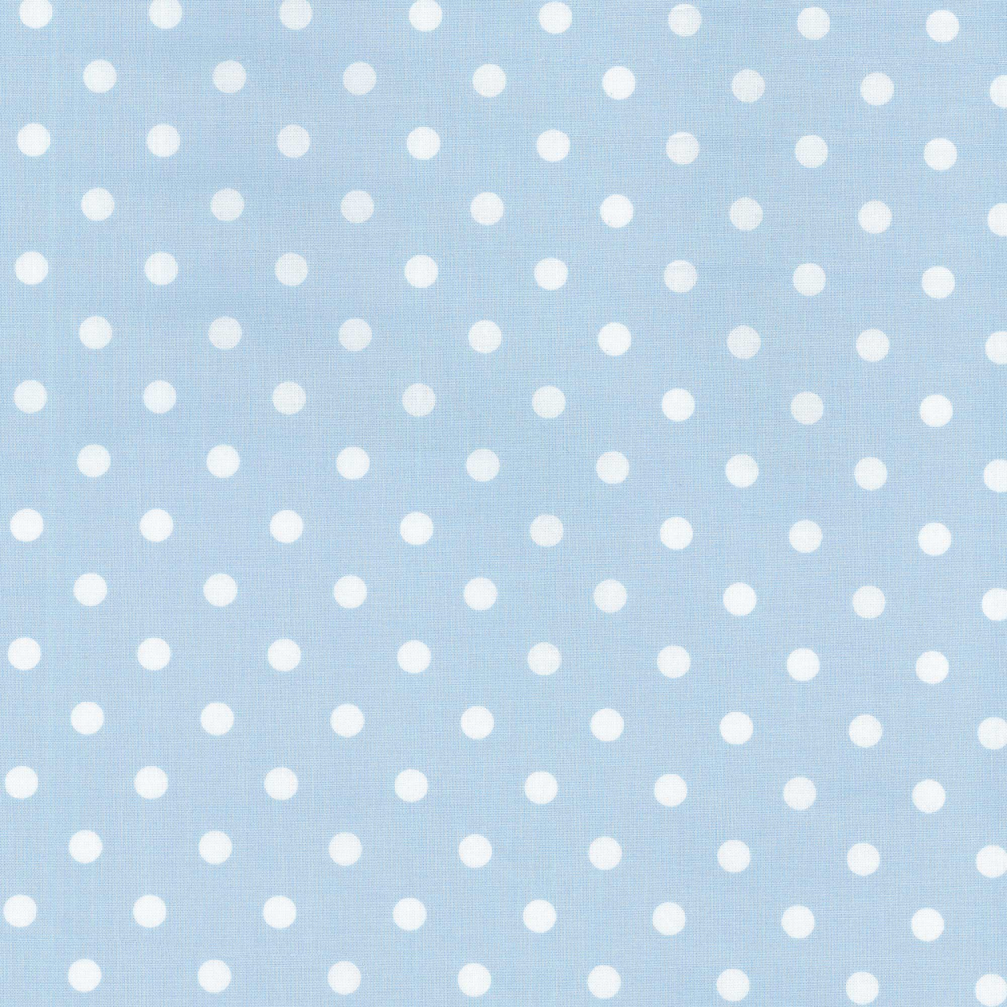 stoff baumwolle capri hellblau grosse weisse punkte westfalenstoffe naehzimmer mit herz onlineshop