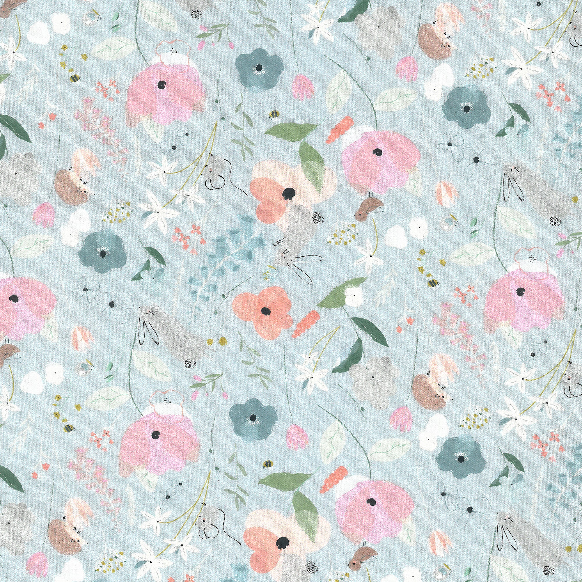 stoff baumwolle capri bleu blumenwiese westfalenstoffe naehzimmer mit herz onlineshop