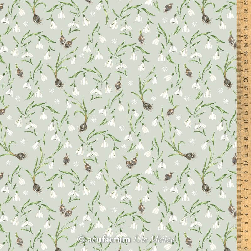 stoff baumwolle schneegloeckchen acufactum naehzimmer mit herz onlineshop