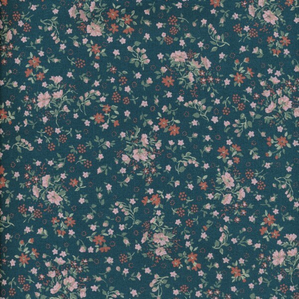 stoff wachstuch loving liberty dusty petrol dunkles petrol bluemchen au maison naehzimmer mit herz onlineshop