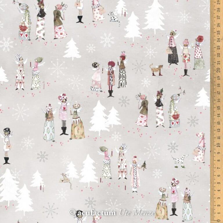 Stoff Baumwolle Engel im Winterwald Acufactum naehzimmer mit herz onlineshop